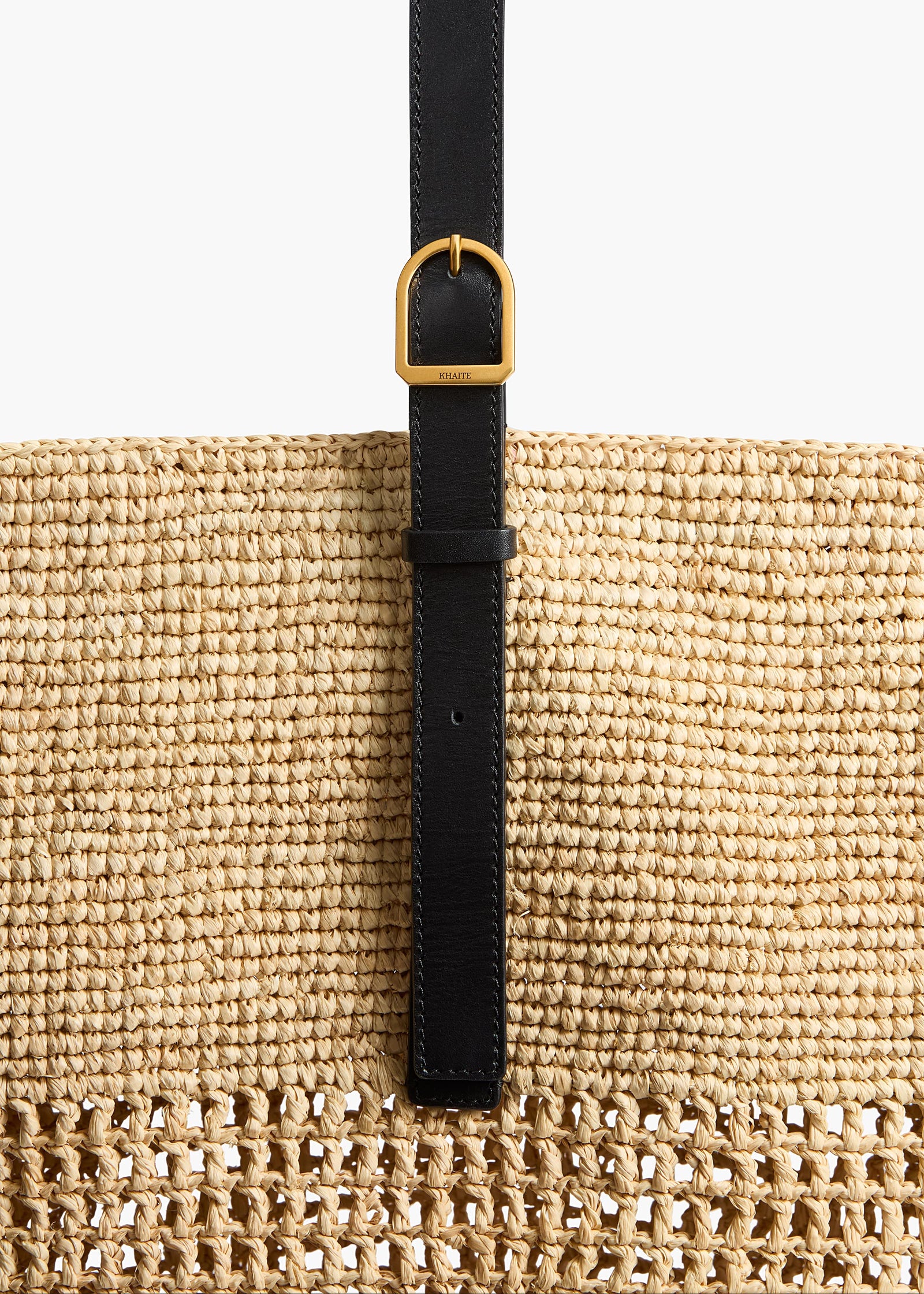 Billie Bucket Tote in Natural Raffia DETAILED VIEW