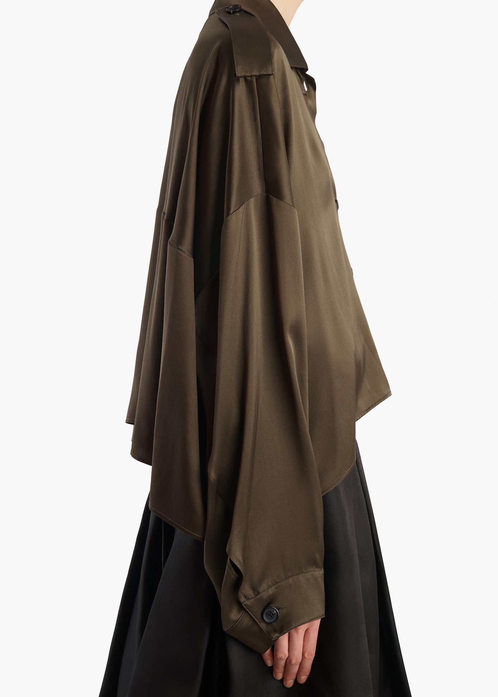 Bodine Top in Dark Olive Silk