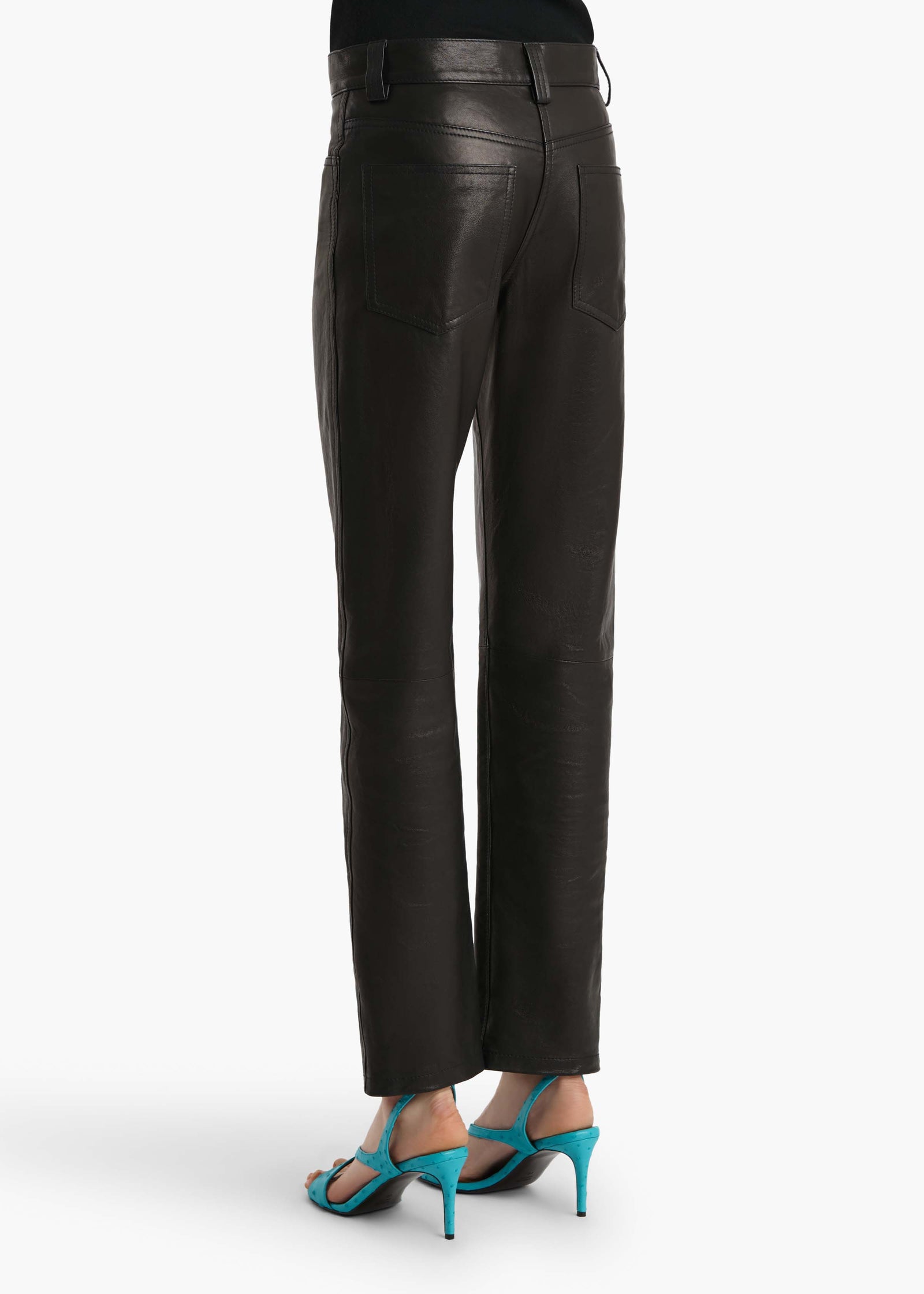 Callum Pant in Black Textured Lamb