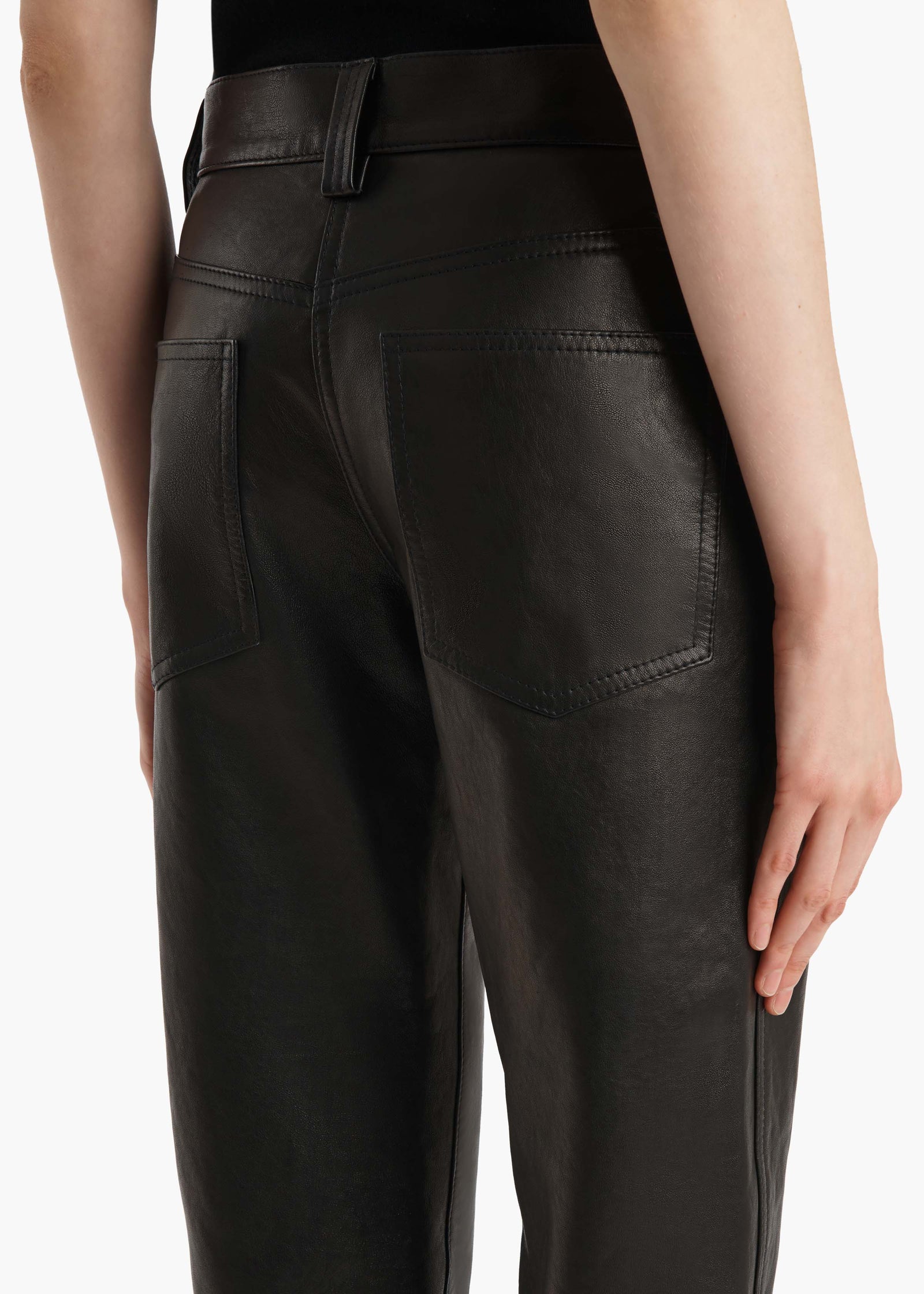 Callum Pant in Black Textured Lamb