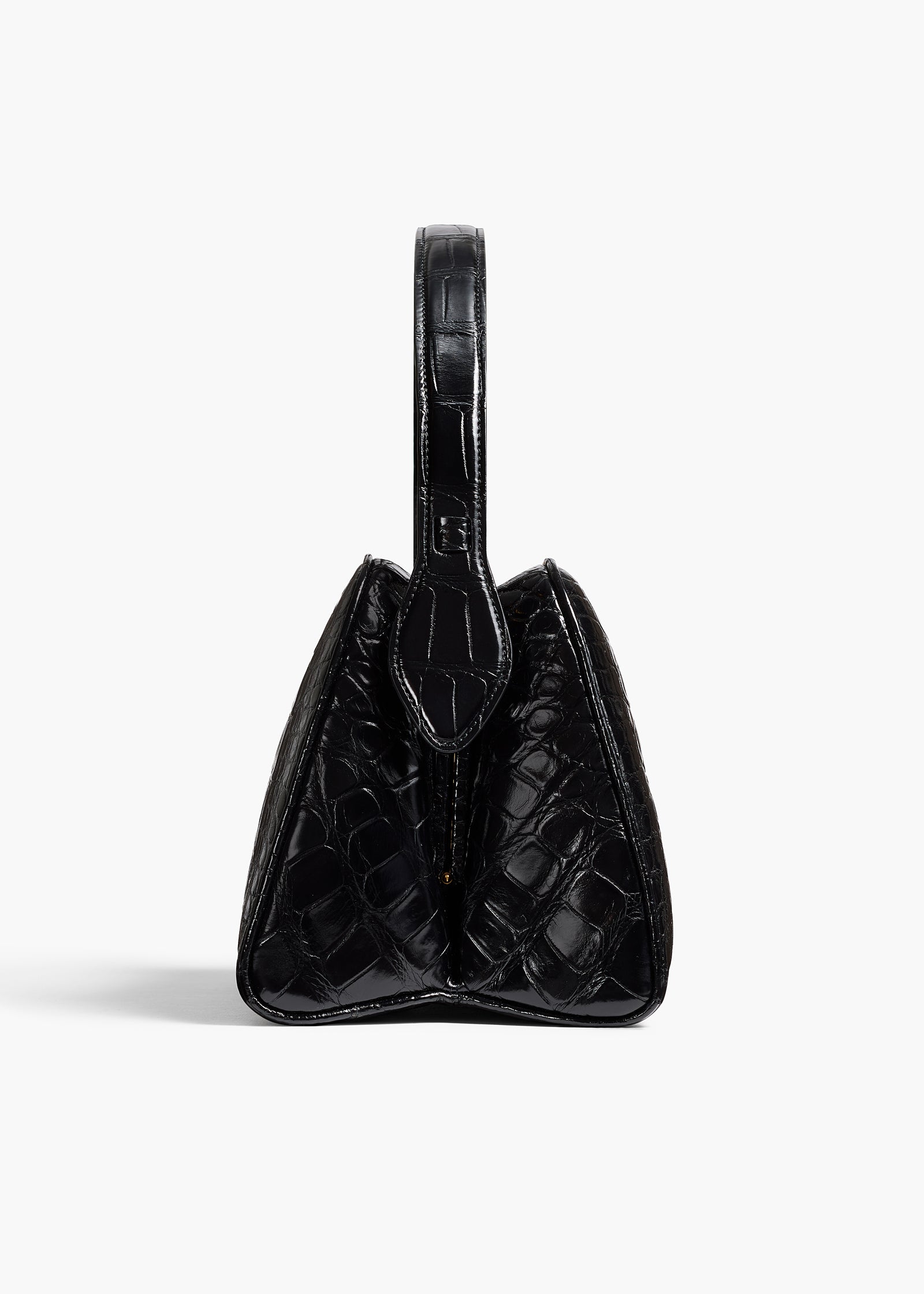 Cate Handbag in Black Alligatorskin SIDE VIEW