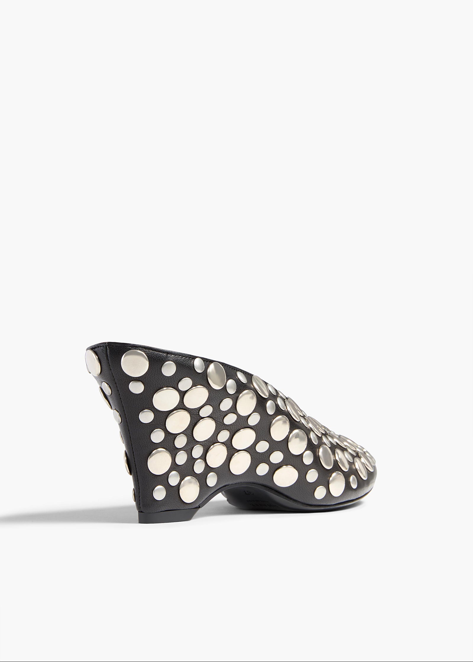 Cloak Mule in Black Leather with Silver Studs BACK VIEW