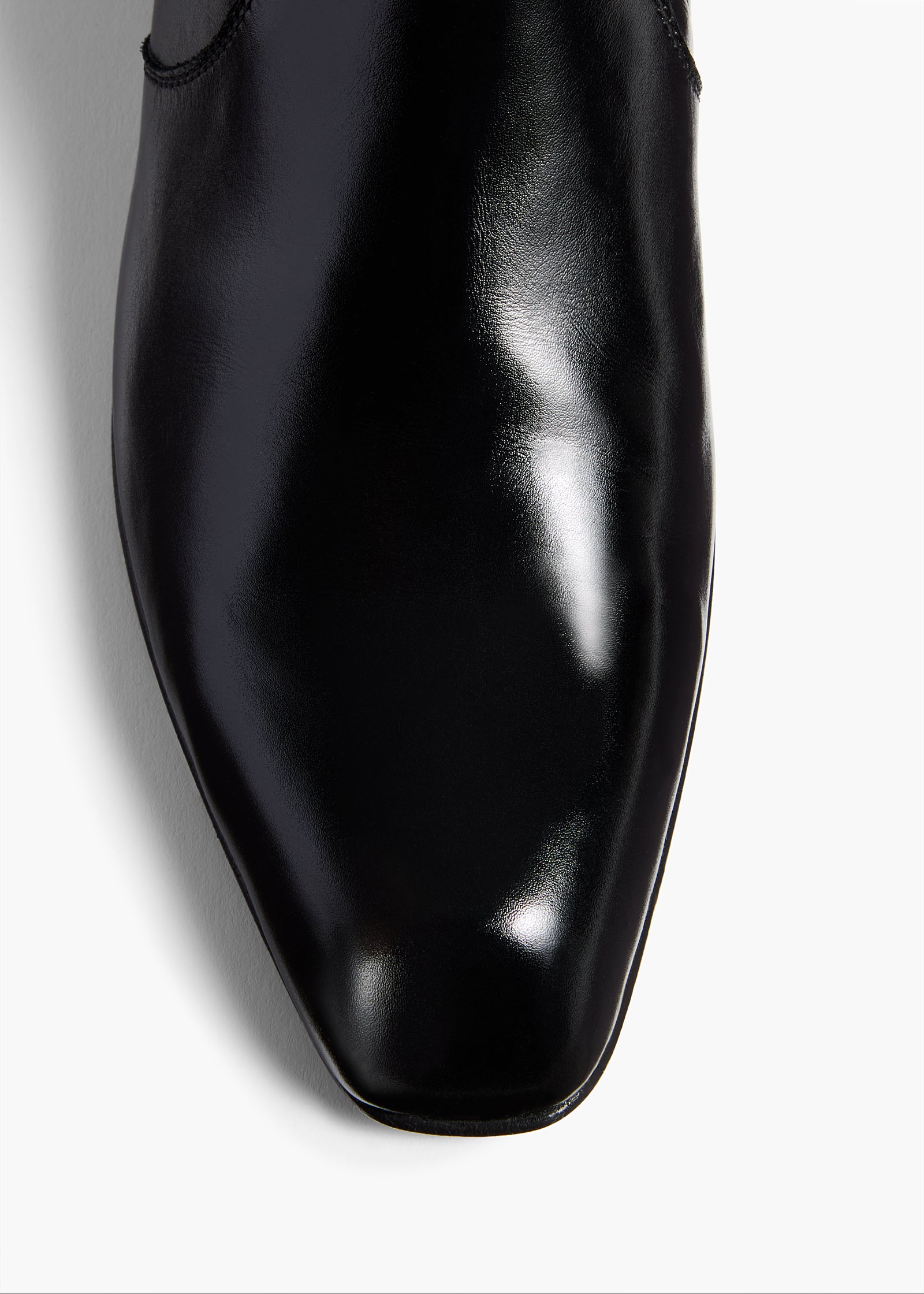 Colt Knee-High Boot in Black Glazed Leather OVERHEAD VIEW