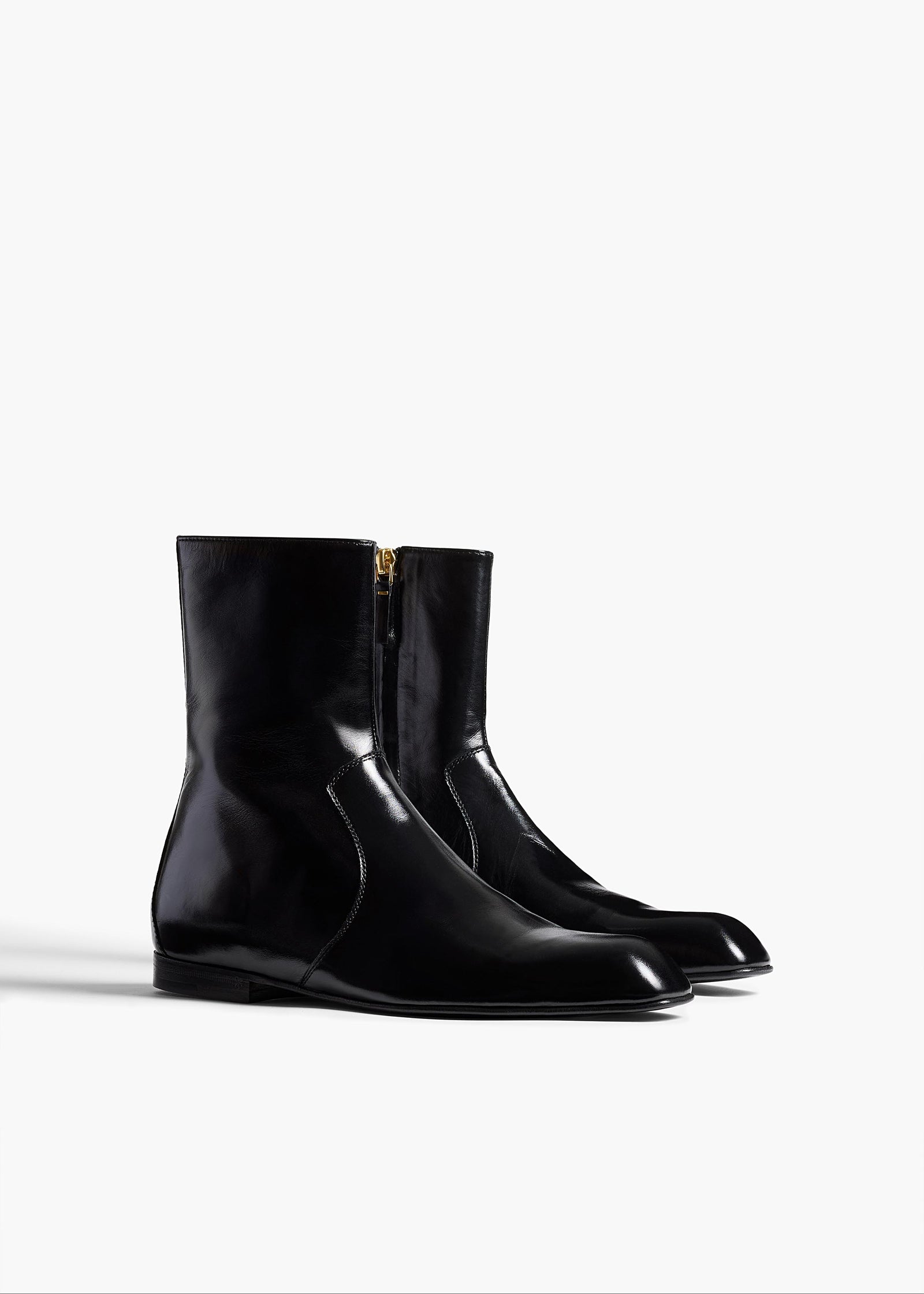 Colt Ankle Boot in Black Glazed Leather ANGLED VIEW