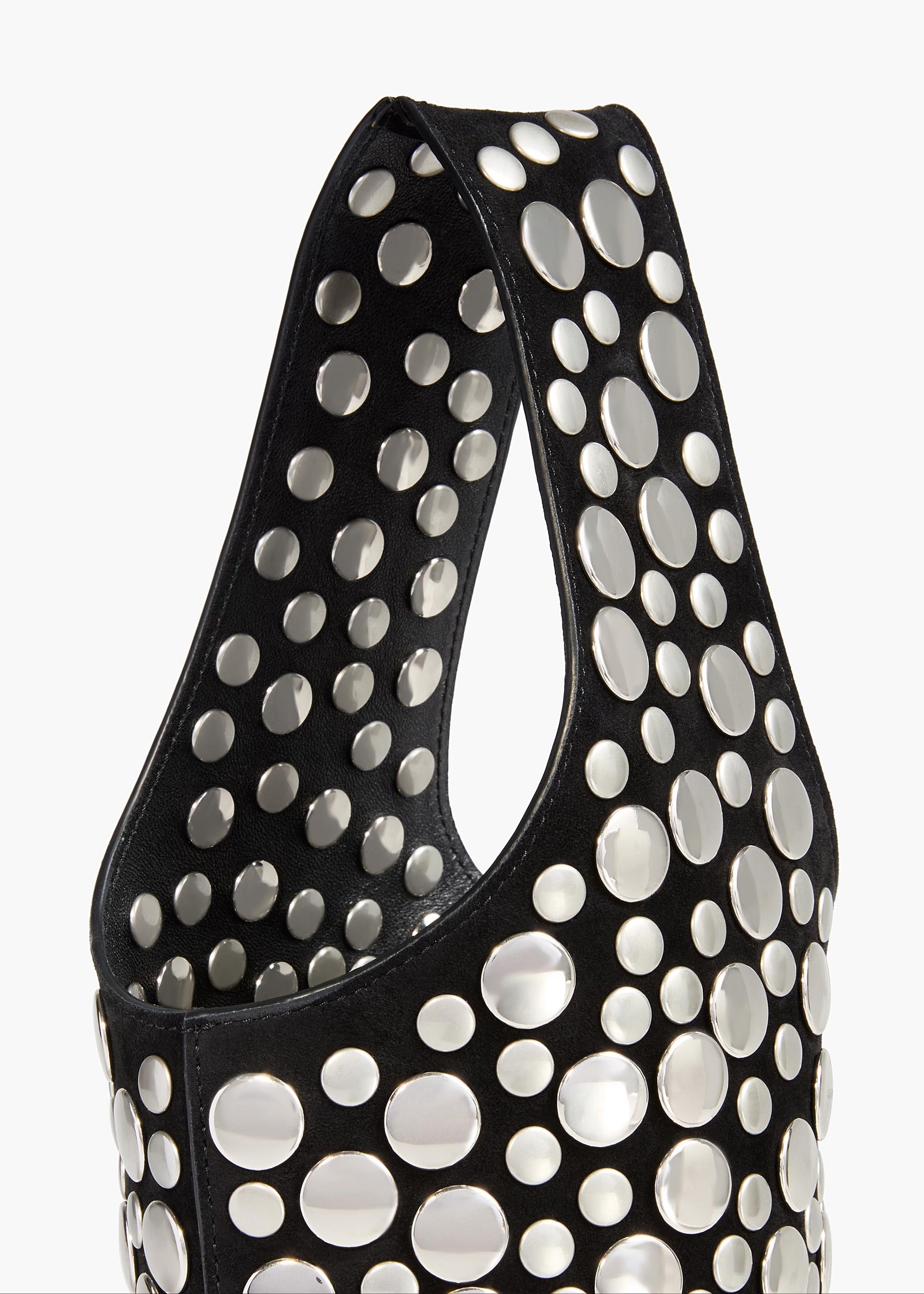 Livia Bag in Black Suede with Silver Studs DETAILED VIEW 1