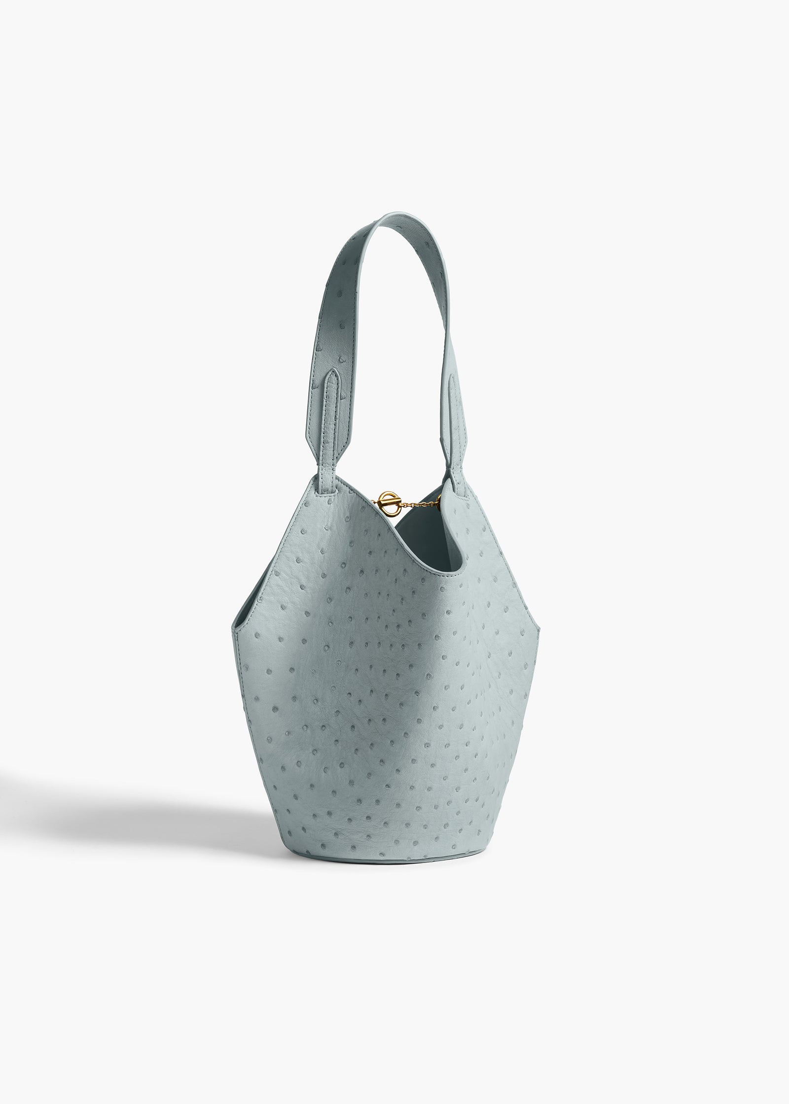 Mini Lotus Tote in Frost Ostrich