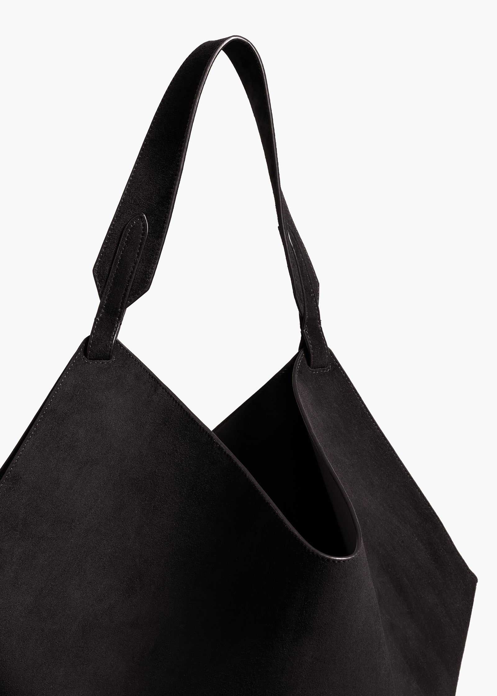 Medium Lotus Tote in Black Suede