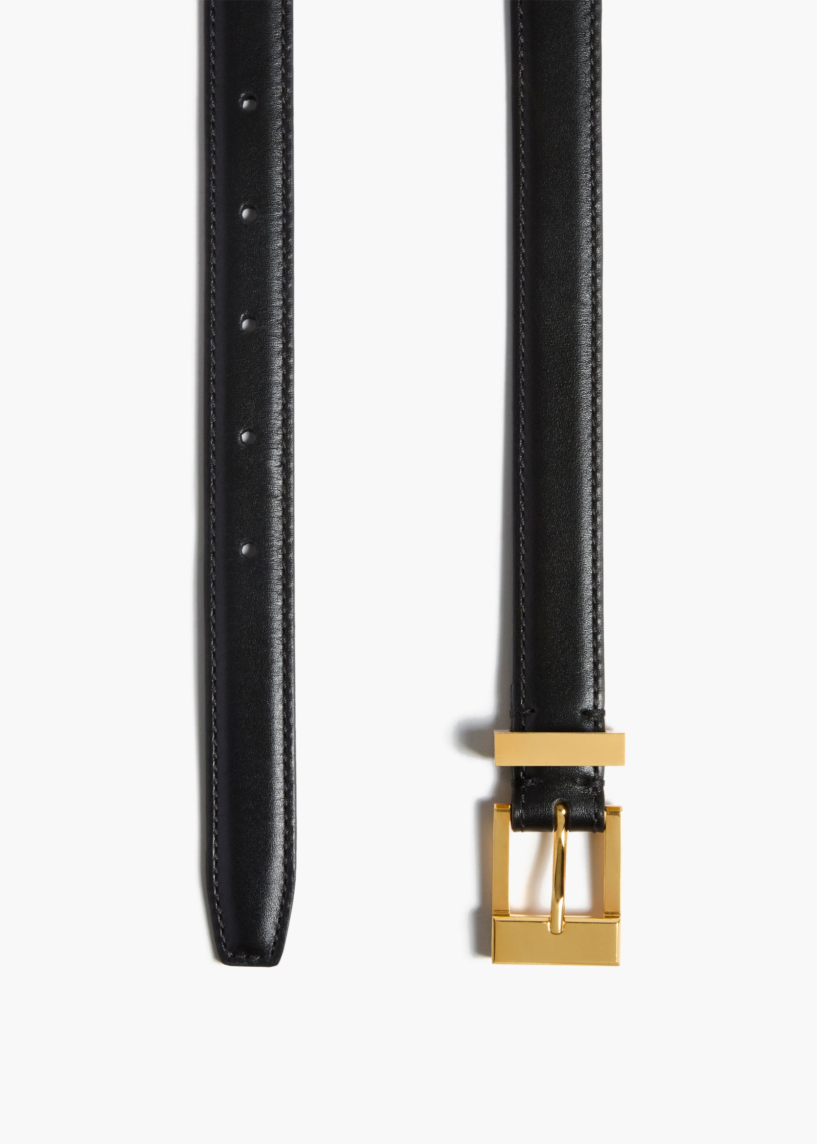 Manhattan Belt in Black Leather with Gold DETAILED VIEW 1