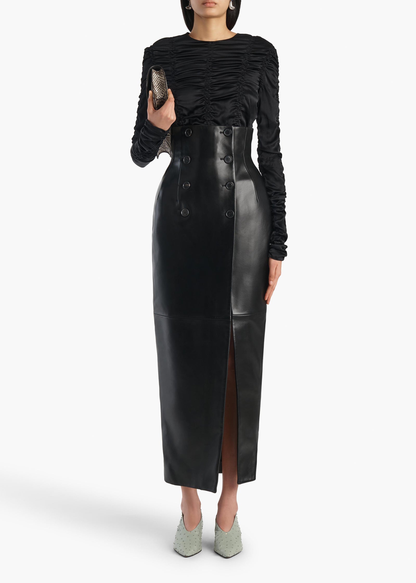 LUIZA SKIRT BLACK LEATHER 41911012 200 A STYLED