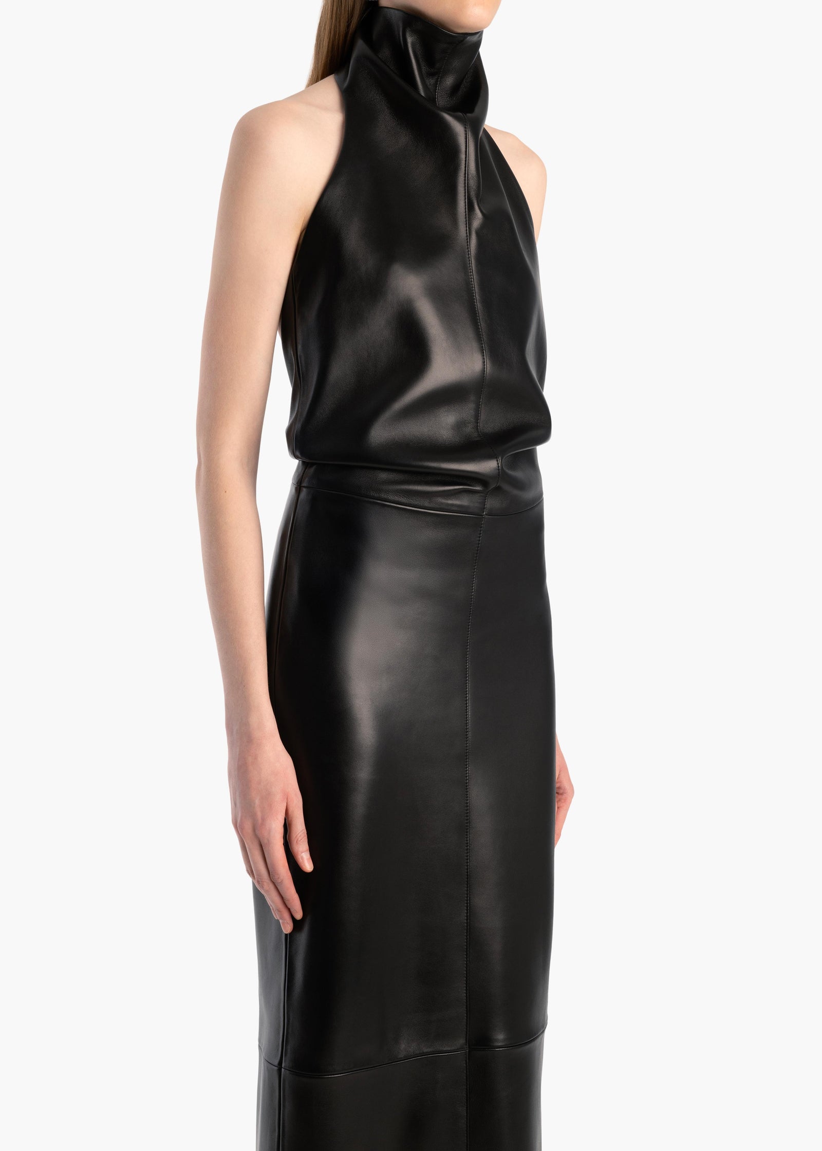 Roxanne Dress in Black Leather