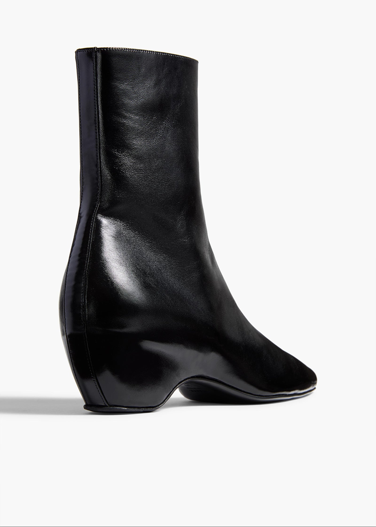 Sybil Ankle Boot in Black Glazed Leather BACK VIEW