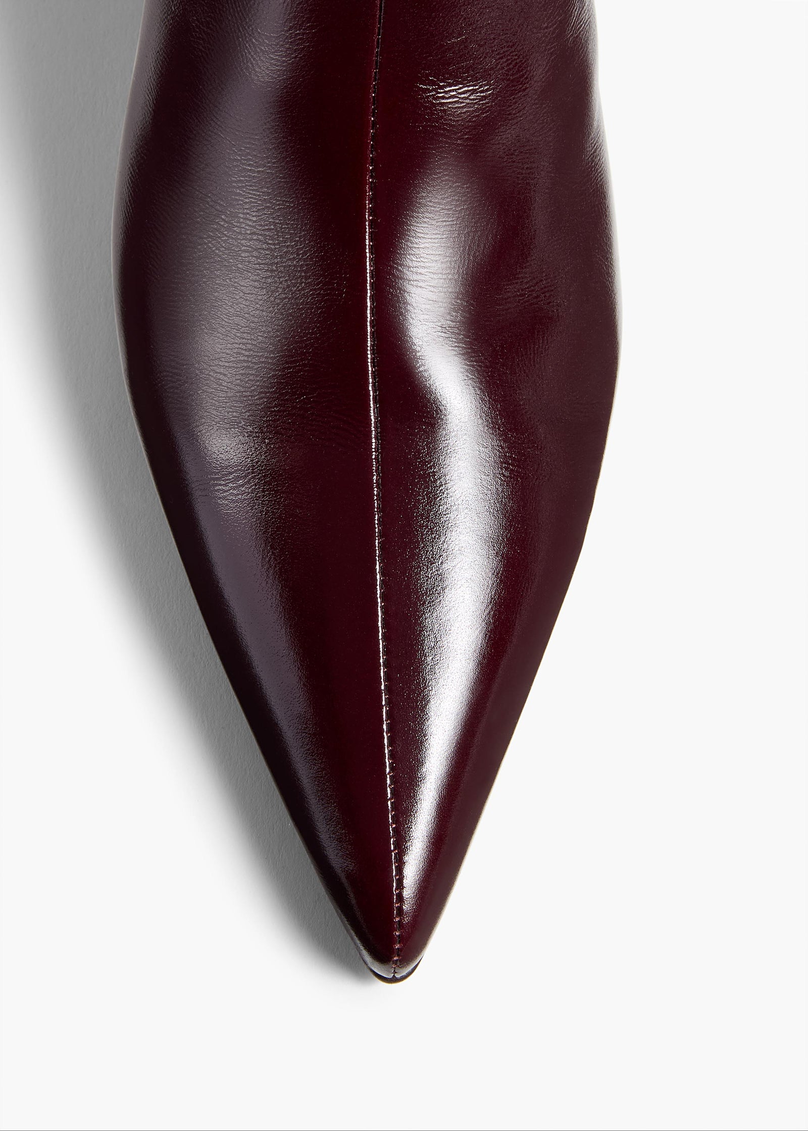 Sybil Ankle Boot in Bordeaux Glazed Leather OVERHEAD VIEW